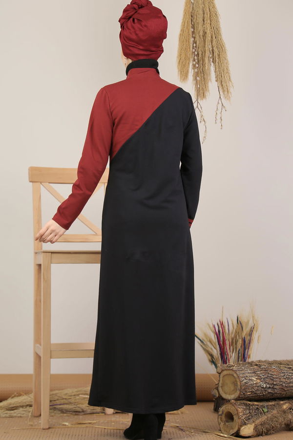 Fermuarlı Hırka Siyah  Bordo - 5205 BORDO