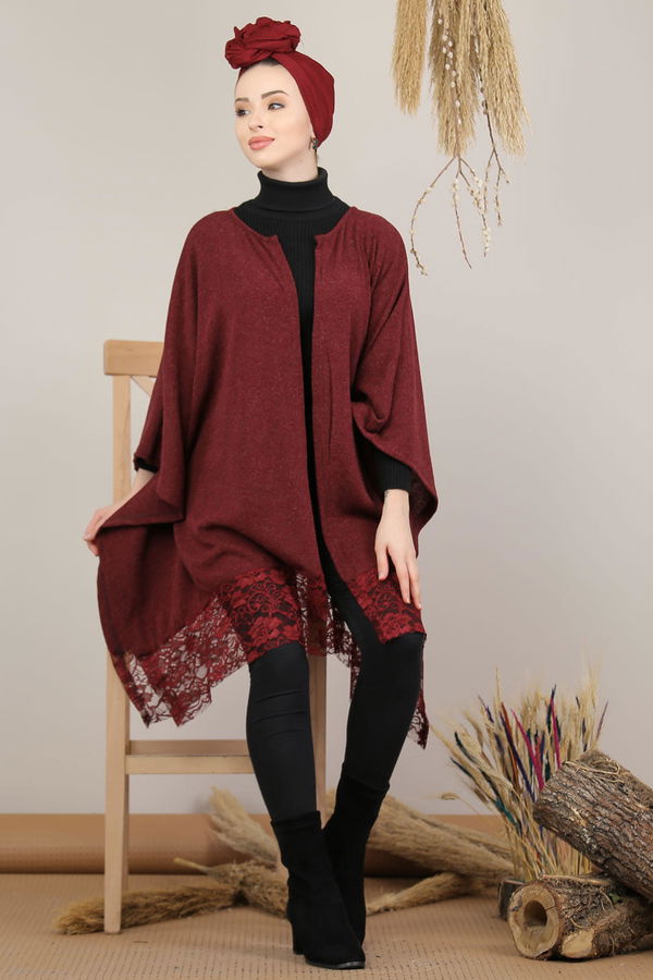 Tüllü Panço Siyah Bordo - 5207
