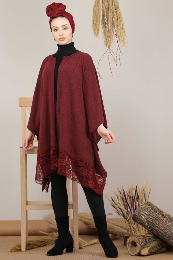 Tüllü Panço Siyah Bordo - 5207
