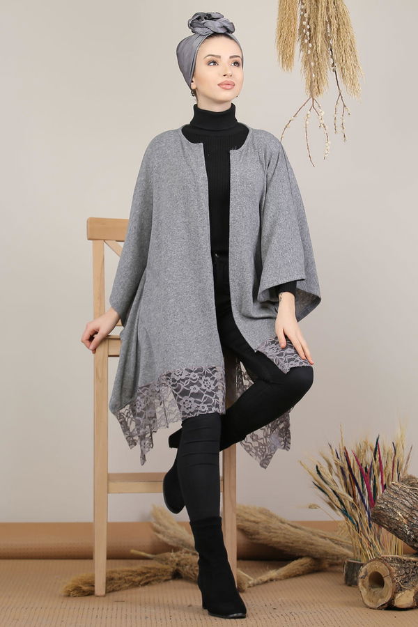 Tüllü Panço Siyah Gri - 5207 GRİ