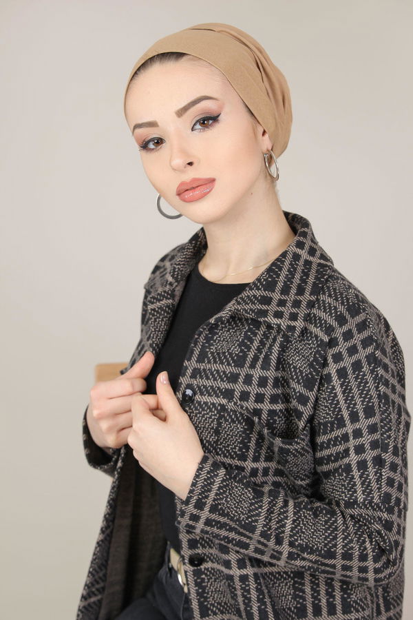 Dügmeli Ekose Ceket Vizon - 8154 Vizon - 8154 VİZON