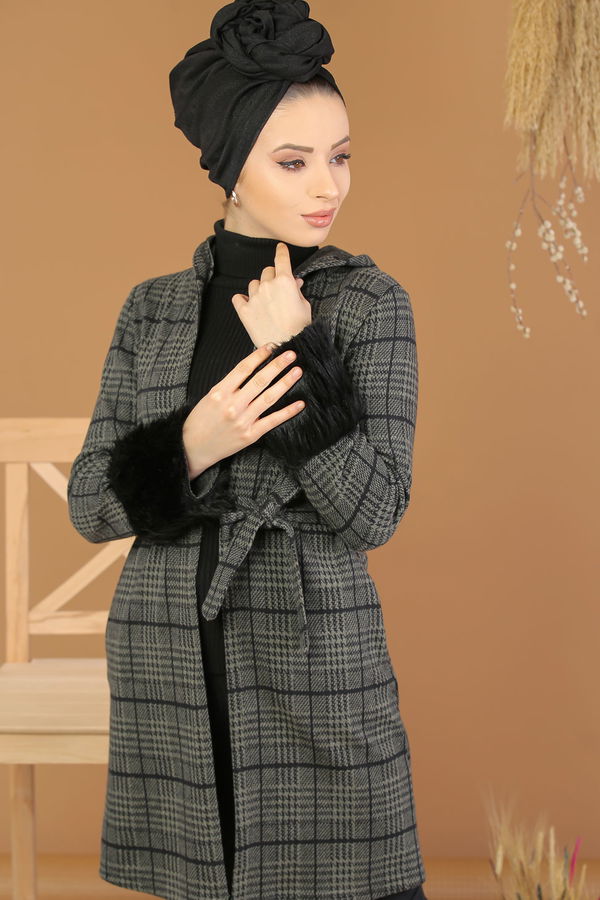 Kolları Kürklü Ceket Haki  Haki - 5211 HAKİ