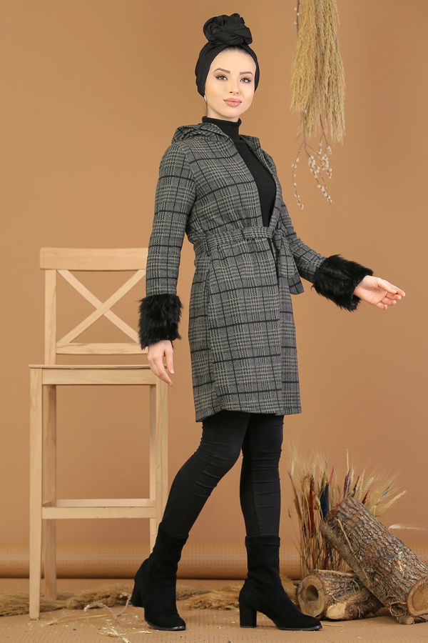 Kolları Kürklü Ceket Haki  Haki - 5211 HAKİ