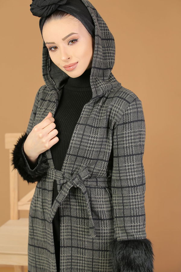 Kolları Kürklü Ceket Haki  Haki - 5211 HAKİ