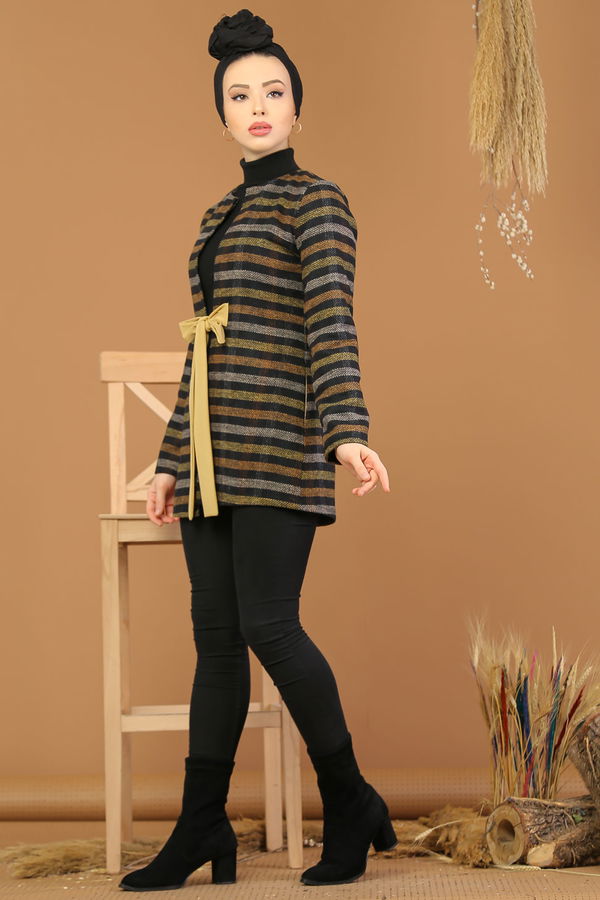 Kuşaklı Ceket Kahve - 8174 Kahverengi - 8174 KAHVERENGİ