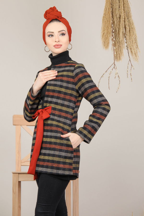 Kuşaklı Ceket Hardal - 8174 Sarı - 8174 Sarı