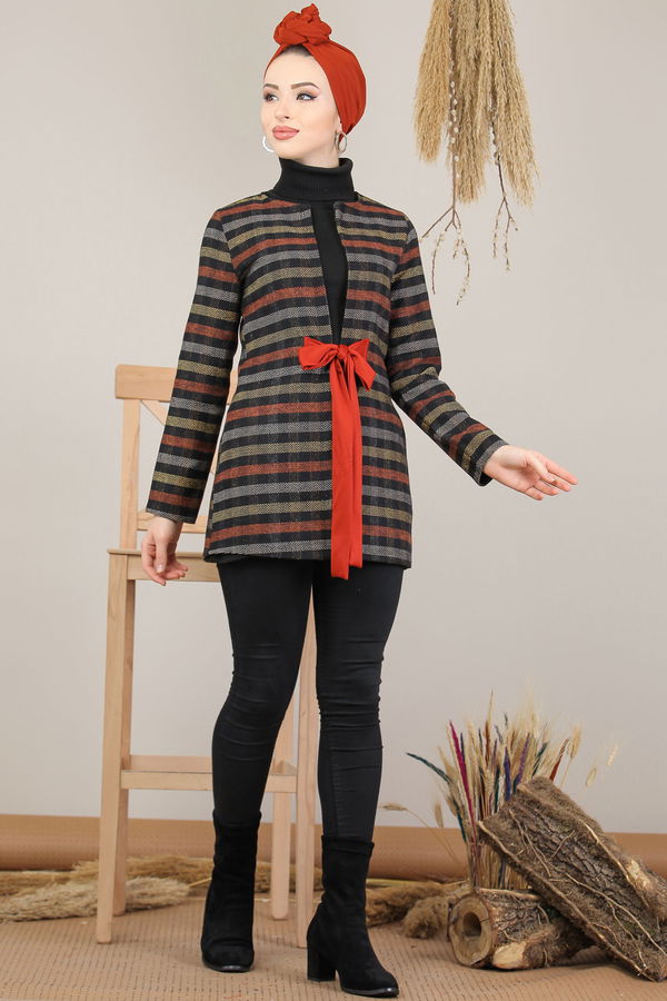 Kuşaklı Ceket Hardal - 8174 Sarı - 8174 Sarı