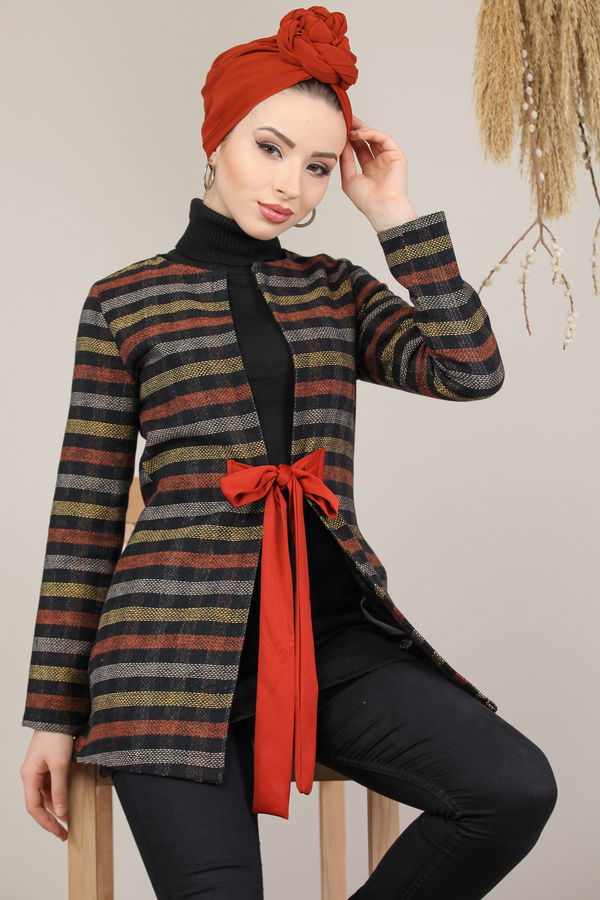 Kuşaklı Ceket Hardal - 8174 Sarı - 8174 Sarı