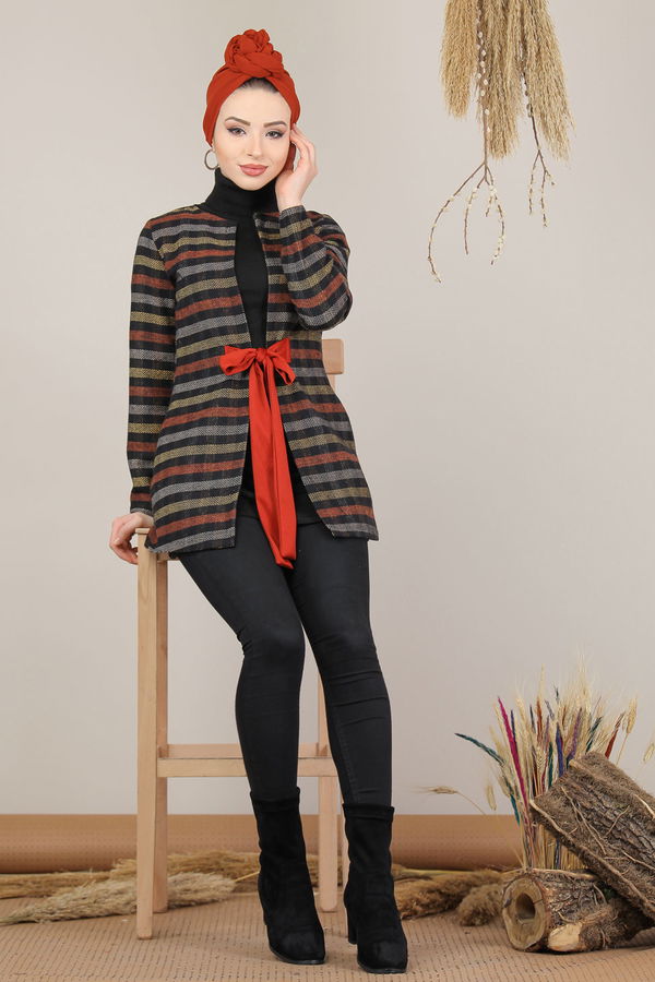 Kuşaklı Ceket Hardal - 8174 Sarı - 8174 Sarı