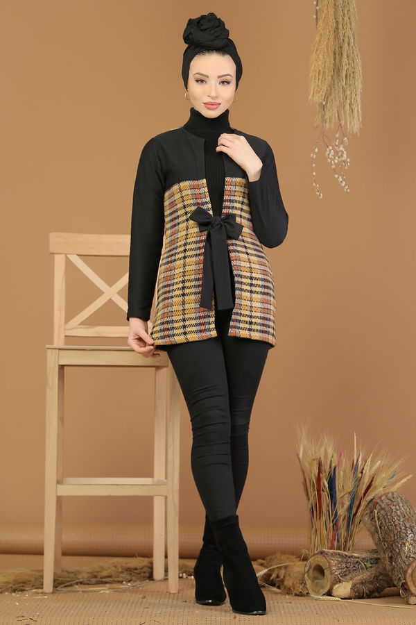 Kuşaklı Ceket Hardal - 8175 Sarı - 8175