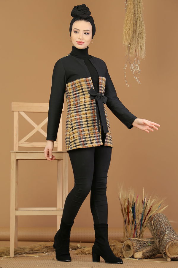 Kuşaklı Ceket Hardal - 8175 Sarı - 8175