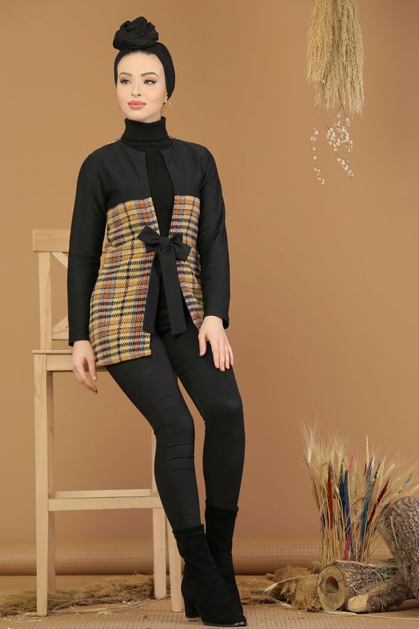 Kuşaklı Ceket Hardal - 8175 Sarı - 8175