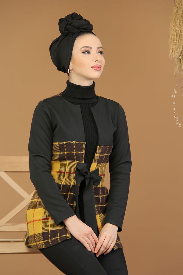 Kuşaklı Ceket Hardal - 8176 Sarı - 8176 Sarı