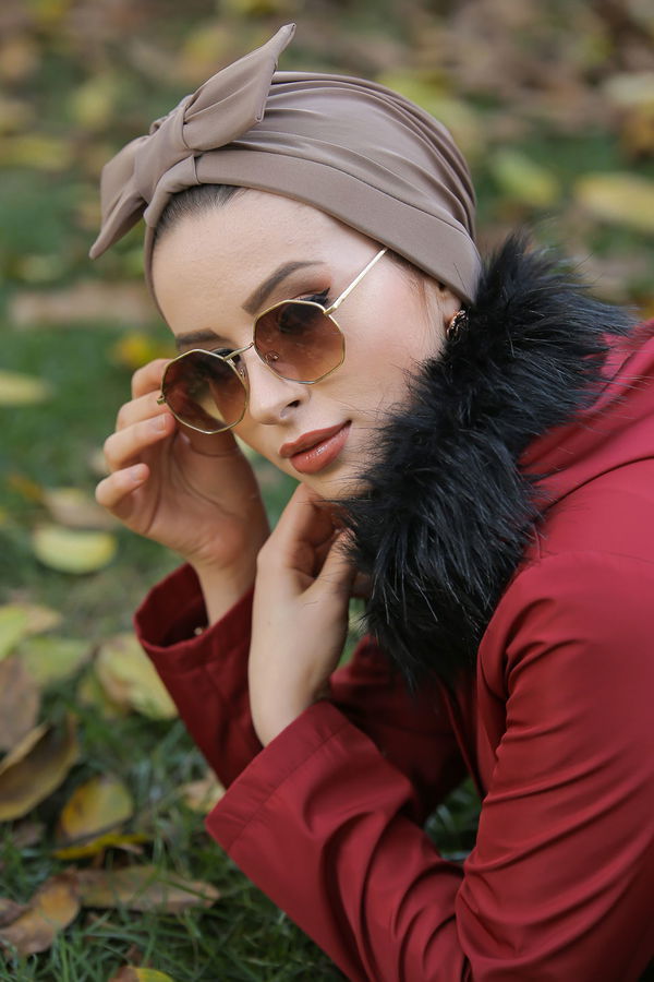 Fiyonklu Bone Siyah Kahverengi - 6847