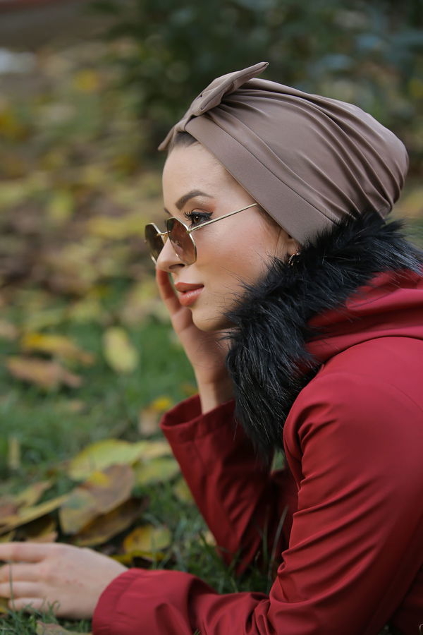 Fiyonklu Bone Siyah Kahverengi - 6847