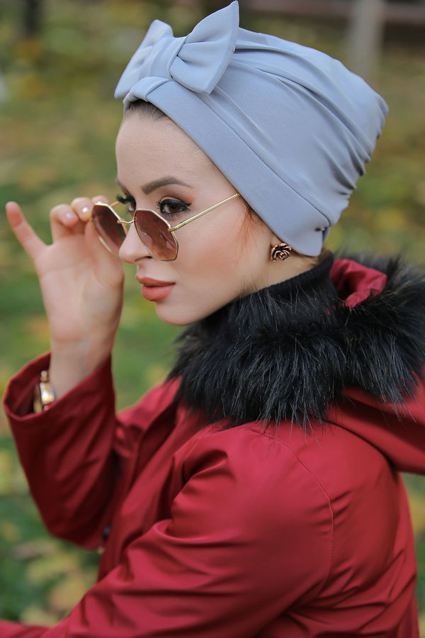 Fiyonklu Bone Siyah Gri - 6847