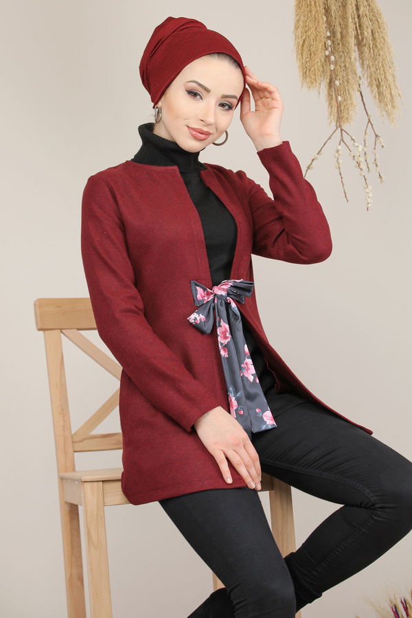 Kuşaklı Ceket Bordo - 8193 Bordo - 8193