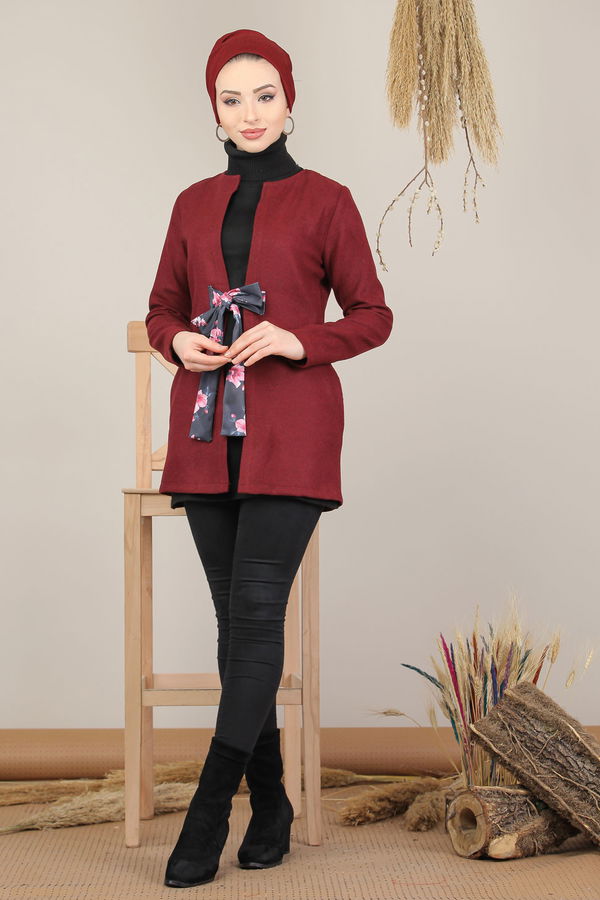 Kuşaklı Ceket Bordo - 8193 Bordo - 8193