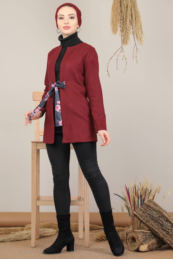 Kuşaklı Ceket Bordo - 8193 Bordo - 8193