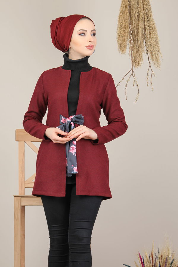 Kuşaklı Ceket Bordo - 8193 Bordo - 8193