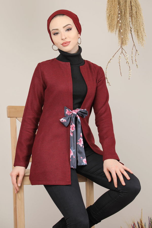 Kuşaklı Ceket Bordo - 8193 Bordo - 8193