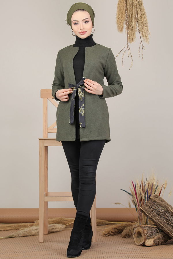 Kuşaklı Ceket Haki - 8193 Haki - 8193 HAKİ