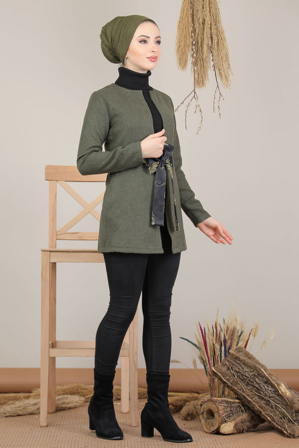 Kuşaklı Ceket Haki - 8193 Haki - 8193 HAKİ