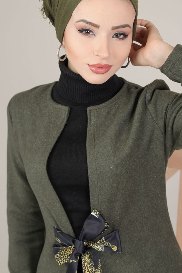 Kuşaklı Ceket Haki - 8193 Haki - 8193 HAKİ