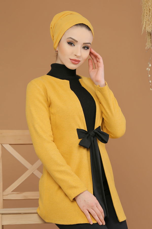 Kuşaklı Ceket Hardal - 8193 Sarı - 8193 Sarı