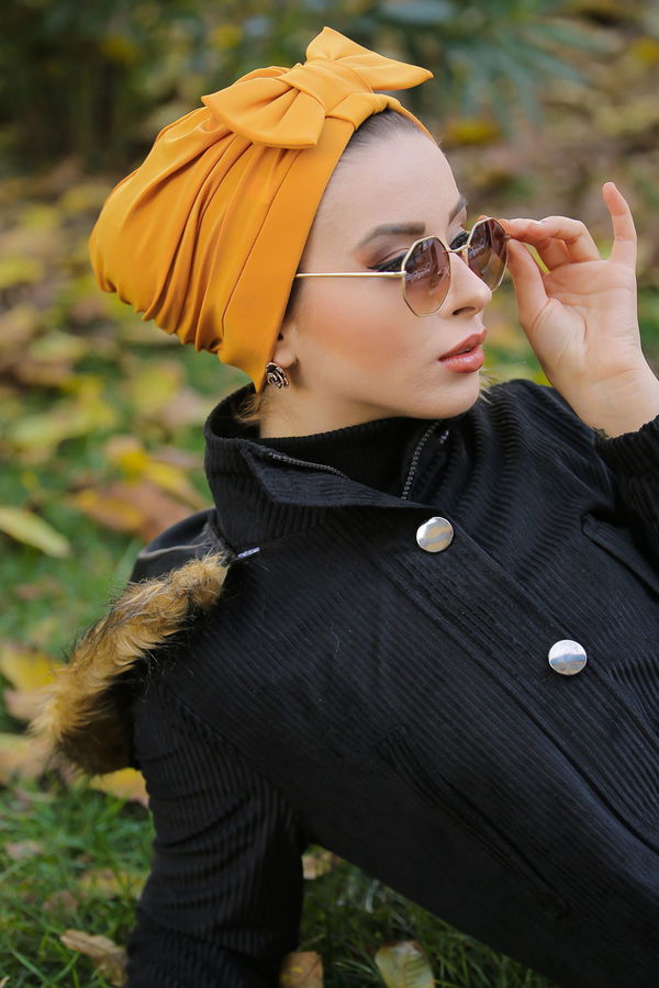 Fiyonklu Bone Siyah Sarı - 6847