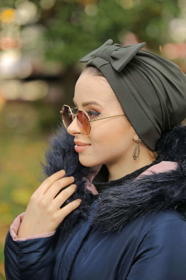 Fiyonklu Bone Siyah Haki - 6847 HAKİ