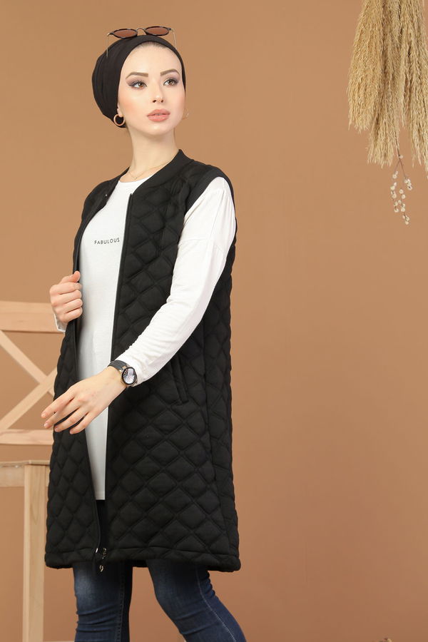 Baklava Desen Yelek Siyah  Siyah - 8200 SİYAH