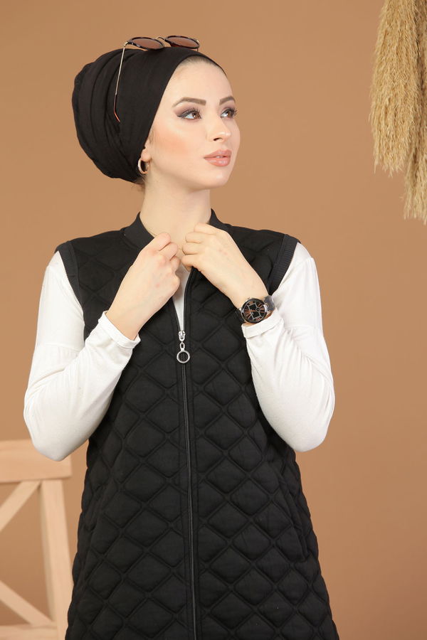 Baklava Desen Yelek Siyah  Siyah - 8200 SİYAH