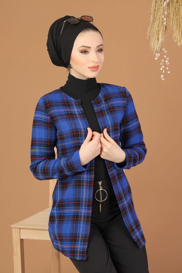 Ekose Ceket Saks - 7950 Mavi - 7950 MAVİ