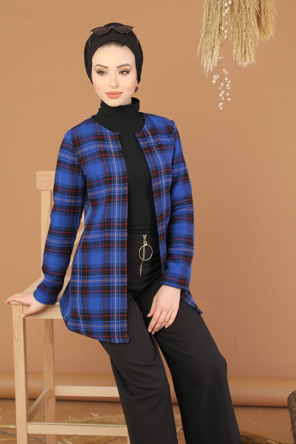 Ekose Ceket Saks - 7950 Mavi - 7950 MAVİ