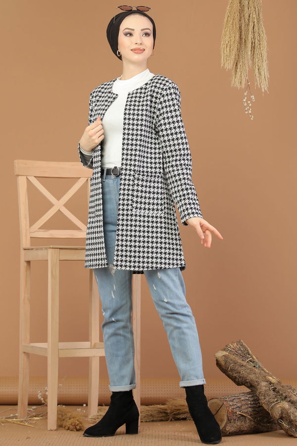 Desenli Ceket Siyah Gri Siyah - 8213