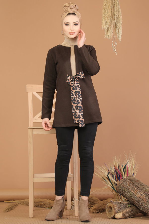 Kuşaklı Ceket Kahve - 8219 Kahverengi - 8219
