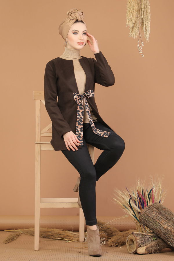 Kuşaklı Ceket Kahve - 8219 Kahverengi - 8219