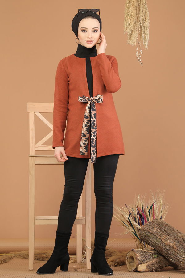 Kuşaklı Ceket Kiremit - 8219 Kiremit - 8219