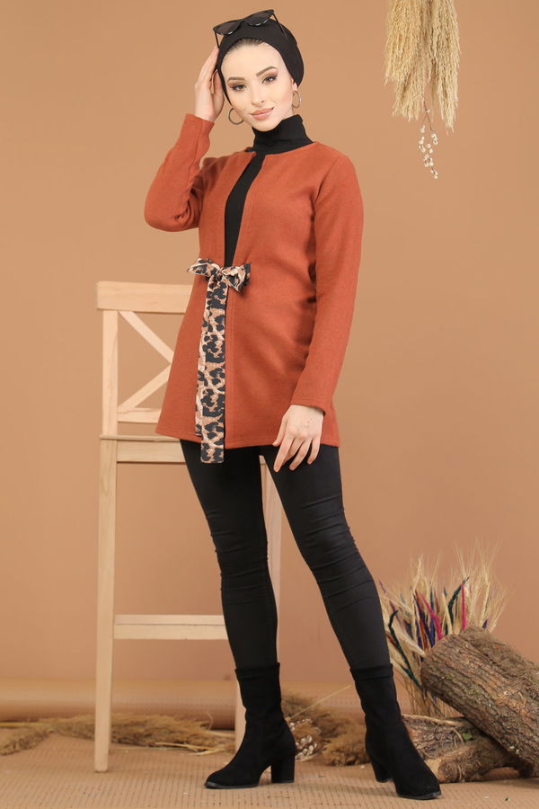 Kuşaklı Ceket Kiremit - 8219 Kiremit - 8219