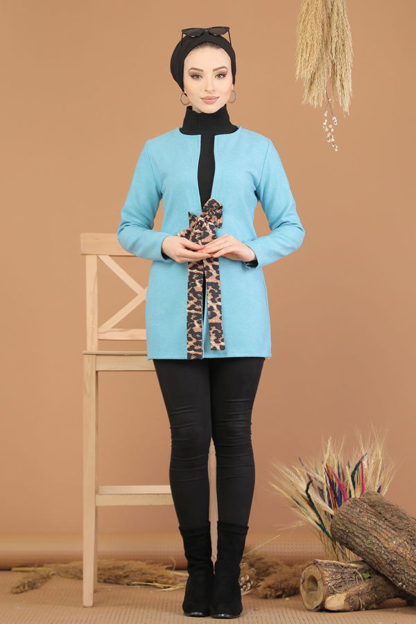 Kuşaklı Ceket Bebe Mavi - 8219 Mavi - 8219