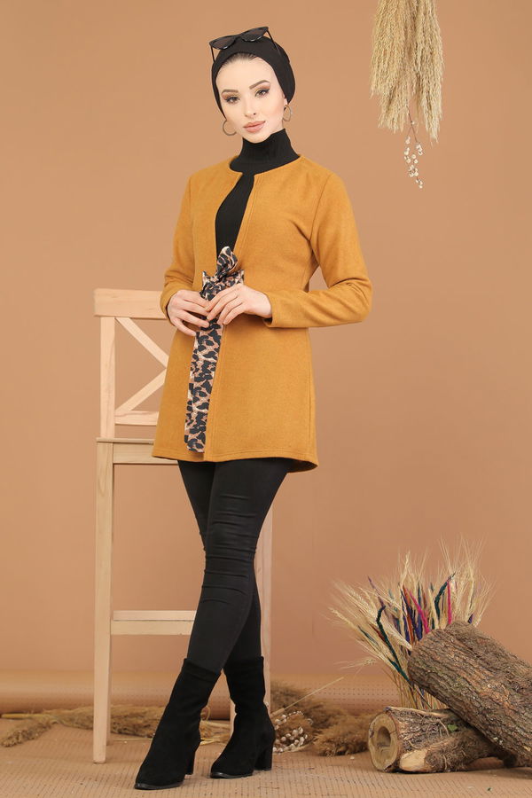 Kuşaklı Ceket Camel - 8219 Taba - 8219