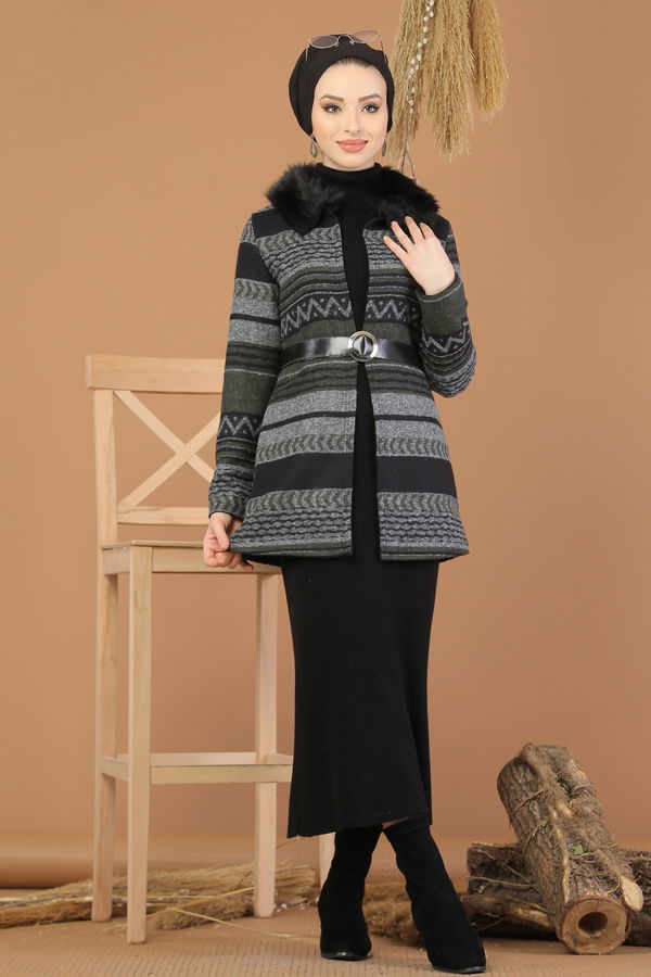 Kürk Detay Ceket Haki - 8233 Haki - 8233 HAKİ