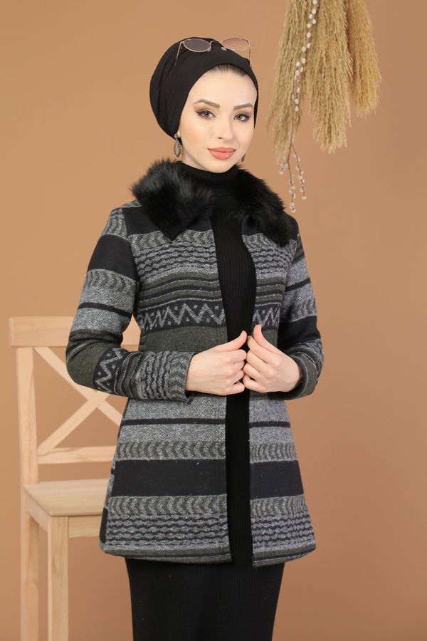 Kürk Detay Ceket Haki - 8233 Haki - 8233 HAKİ