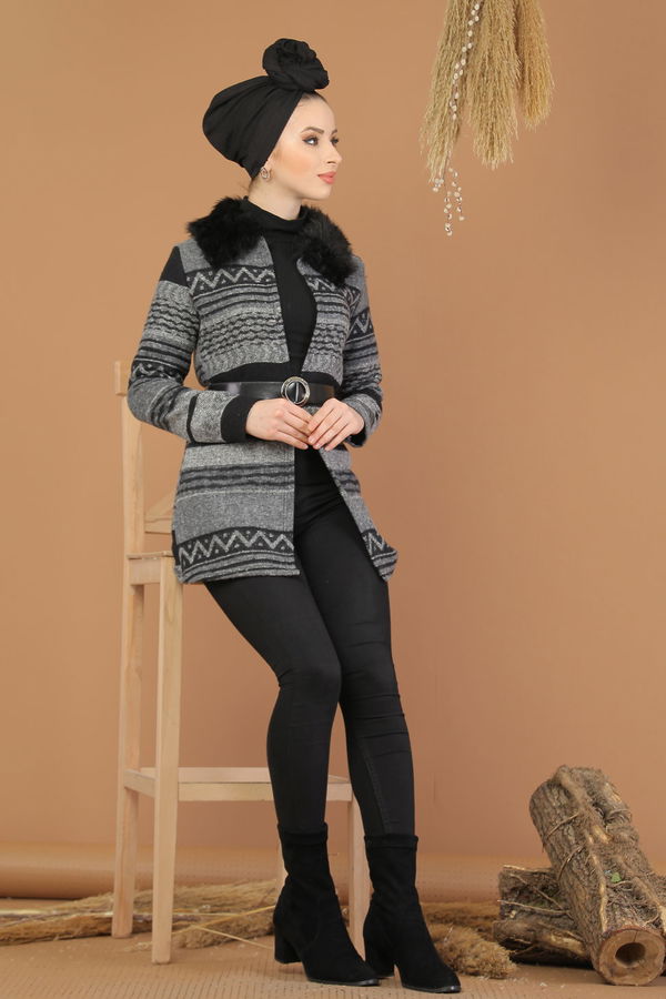 Kürk Detay Ceket Gri - 8233 Gri - 8233