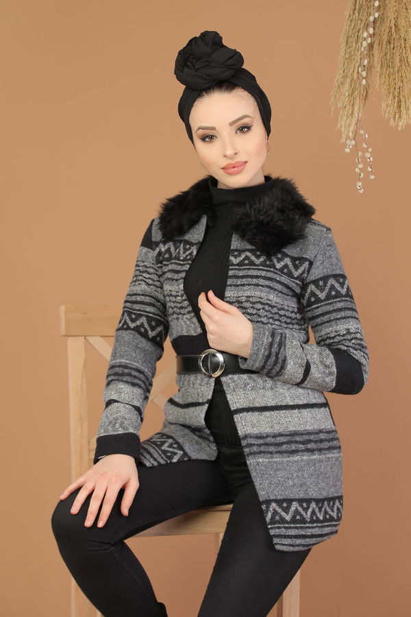 Kürk Detay Ceket Gri - 8233 Gri - 8233