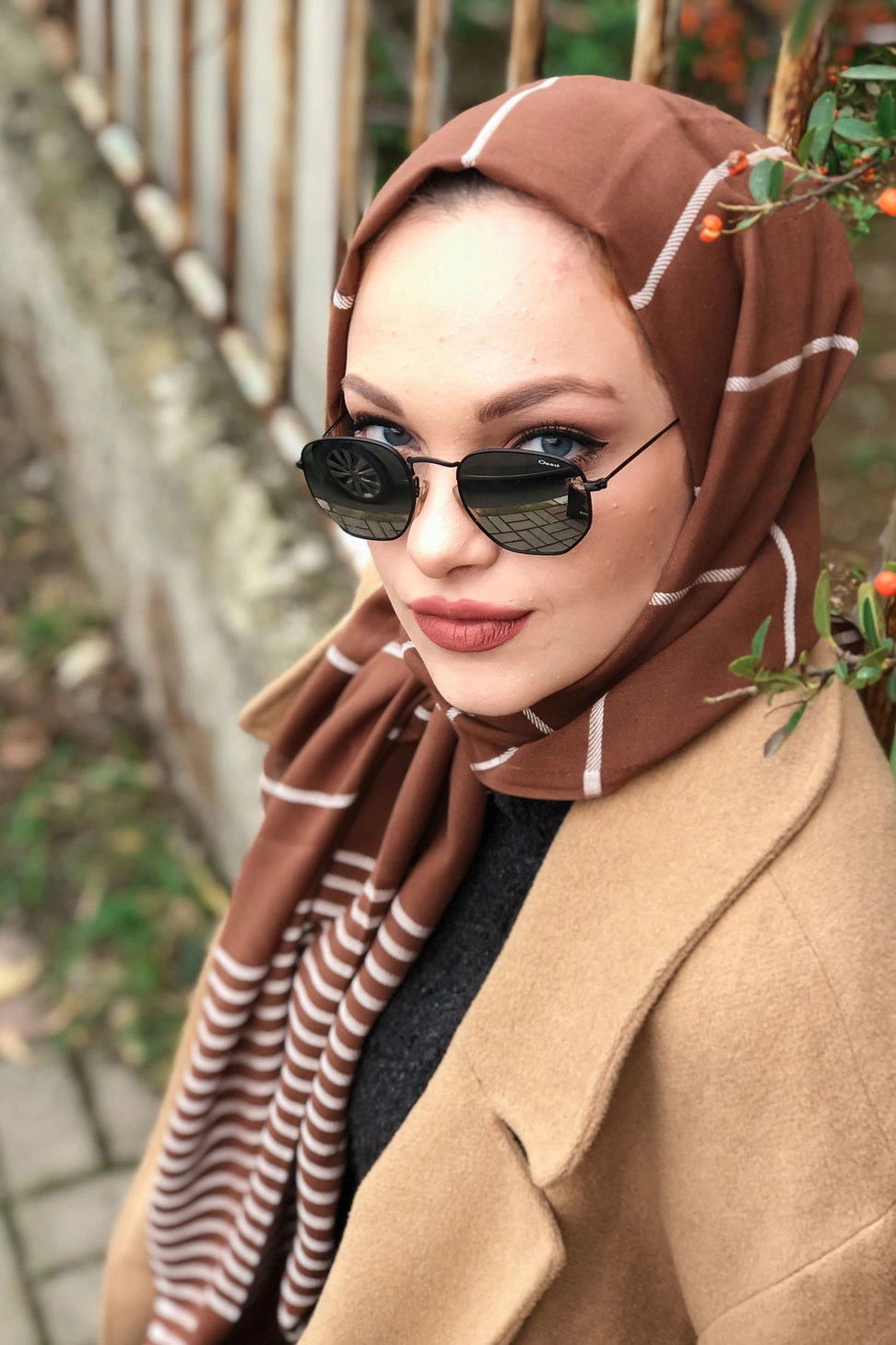 Çizgili Şal Siyah  Kahverengi - 8181
