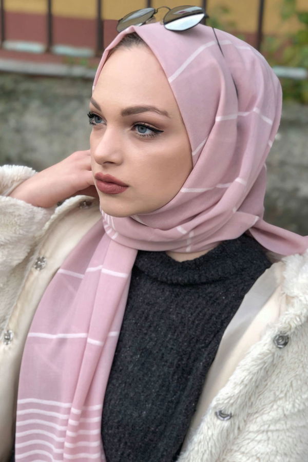 Çizgili Şal Gul - 8181 Pembe - 8181