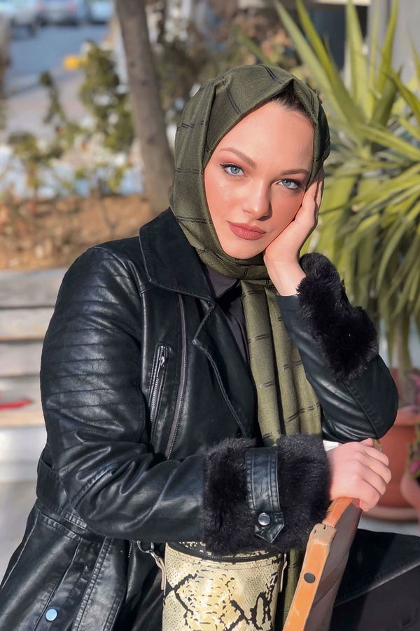 Simli Şal Siyah Haki - 8180