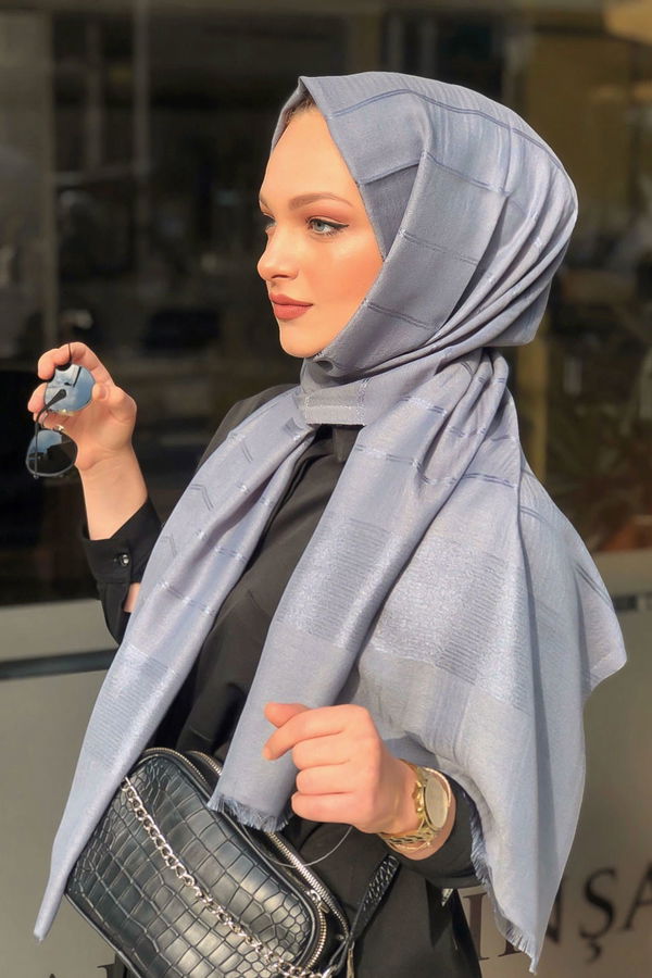 Simli Şal Siyah Gri - 8180 GRİ